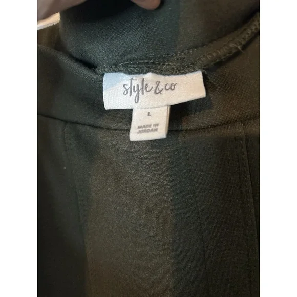 Style & Co Seamed Ponte Leggings Pants L Olive Green Comfort Waist Stretch - Picture 3 of 7